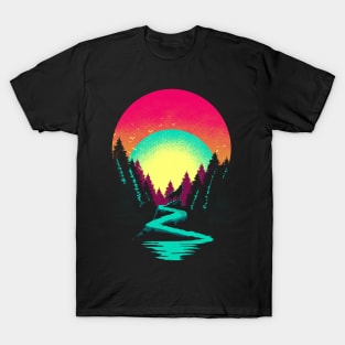 Forest Animal - Howling Wolf Vintage Pop Art Color T-Shirt